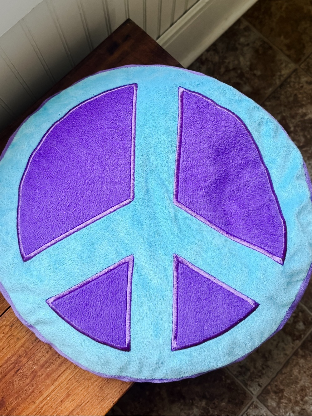 Real y2k Purple and Blue Peace Sign Pillow